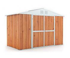Notek Srl Box in Acciaio Zincato Casetta da Giardino in Lamiera 3.27 x 1.55 m x h2.15 m - 114 kg - 5.06 Metri Quadri (LEGNO)