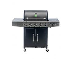 Enrico Coveri Barbecue a Gas Professionale Con 6 Fuochi Multifunzione Da 18.5 KW, Bruciatore Laterale e Coperchio, Perfetto Per Terrazzo, Balcone E Giardino (Kentucky)