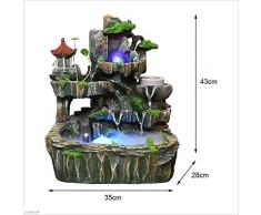BingWS Fontana Zen Feng Shui Decorazione da tavolino della Fontana Resina Abbellimento da tavolino dell'acquario Fontana di Rockery Acqua Lucky Living Room Office Decoration Poliresina