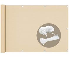 VOUNOT Telo Frangivista per Balcone Giardino, Frangivento in HDPE, 90x500 cm, Privacy Recinzione Copertura per Balcone, Beige