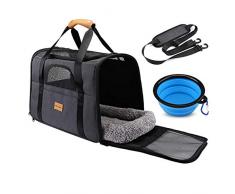 Trasportino per Cani e Gatti, Morpilot Gabbietta Morbida per Animali Domestici, Borsa portabile o a Tracolla in Tessuto da Trasporto Confortevole, Borsa Ripiegabile Viaggio Sull Aereo