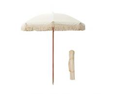 200CM Rotondo Ombrellone Da Spiaggia Portatile Con Frangia Ombrellone Da Giardino Spiaggia, Palo In Legno Di Faggio, Idrorepellente, Protezione UV 50+ (Size : With stand)