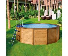 K2O Piscina Pannelli in Legno 375x127 cm Pompa Filtro a Cartuccia 2.006 L/H con Scaletta