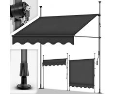 tillvex Tenda da Sole a Bracci con Manovella 250cm | Protezione per Il Balcone, Regolabile, Senza Forare, a Manovella | Tenda Resistente per Esterno ai Raggi UV e Regolabile in Altezza