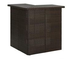 Tidyard Tavolo da Bar ad Angolo in Polyrattan Tavolo da Esterno per Arredo da Bar Bistrot 100x50x105 cm Marrone