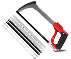 AIRAJ Seghetto per Metallo 300mm,Due angoli di taglio,Dentatura di precision,Con 7lame intercambiabili di alta qualità,Impugnatura ergonomica,Ideale per tronchi e rami di grandi dimensioni