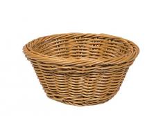 Cestino per il pane rotondo, realizzato in poli-rattan, colore: marrone. Dimensioni: Ø19 x 7,5 cm.
