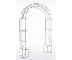 CLP Arco da Giardino ALESSIA in Metallo Lavorato a Mano | Pergolato da Giardino con Ripiani | Larghezza del Passaggio 228 x 123 cm | Arco per Rampicanti in Stile Romantico Nostalgico | Arco da Cerimonia, Supporto per Piante Rampicanti bianco