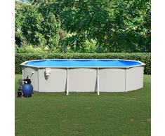 Tidyard Piscina,Fuori Terra,con Pompa Filtro a Sabbia,in Acciaio,Blu e Bianco,610x360x120 cm,Piscina con Pompa Filtro a Sabbia,Piscina Fuori Terra da Giardino,Paio,Terrazzo,Piscina Fuori Terra Rigida