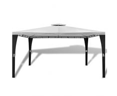 vidaXL Gazebo in Vimini con Tetto Bianco Crema 3x4m Impermeabile Tenda Tendone