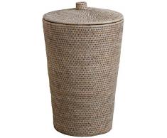 JARDIN DECO - Cesto portabiancheria in Rattan patinato Bianco