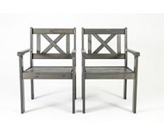 Ambiente Casa sedia del rattan mobili da giardino in legno massiccio Evje, taupe grigio, set di 2 pezzi