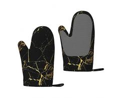 Guanti da forno in marmo nero oro, guanti da forno in silicone, guanti da forno impermeabili e resistenti al calore e al barbecue