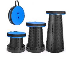 Sgabello Pieghevole Portatile, Seconda Generazione, Mini Sgabello Telescopico, Leggero, Regolabile in Altezza, Carico 397 LB, per Attività Allaperto, Pesca, Barbecue, Interni, Viaggi, Feste (Blu)