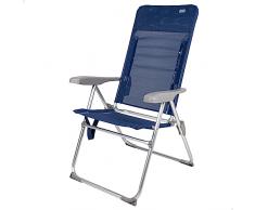 AKTIVE 62662 Sedia da Spiaggia Pieghevole, Plastica Alluminio Textilene, Blu Navy