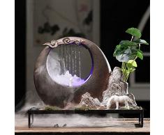 SJTL Zen Fontana in Ceramica Fontana per Interni Desktop Water Ornamenti Acqua Fontana Decorativi Umidificatore Elegante Regalo Home Decoration con Atomizzatore,2
