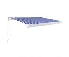 Tenda a Cassonetto Manuale Tenda da Sole per Esterno, Tende da Veranda da Giardino Tenda da Sole per Balcone Esterno, Tenda a Vela Parasole, Tenda Parasole Vela Solare 300x250 cm Blu e Bianca