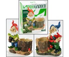1 X statuetta Nano da giardino con vaso per piante, polystone, 18 x 11 x 23 cm, 1 in 2 soggetti, in cartoncino foto