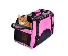 PETCUTE Trasportino per Cani e Gatti/Leggeri Borsa da Trasporto per Cani da Viaggio Pet Cassa - L 50 x 23 x 34 cm Rosa