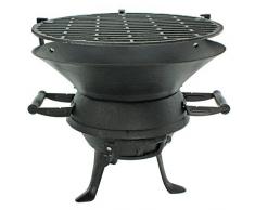 Barbecue in ghisa, a carbone o carbonella, con supporto da campeggio per esterni