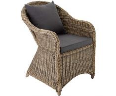 TecTake Poltrona seduta sedia da giardino in alluminio e polyrattan rattan con cuscino sedile e cuscini posteriori - disponibile in diversi colori - (marrone naturale | no. 401766)
