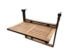 Click Deck, tavolo pieghevole da balcone, in legno massiccio, da appendere alla ringhiera, adatto per cene in giardino e barbecue o come tavolino di servizio