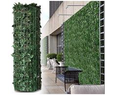 KANULAN Siepi Artificiali Recinzione Finta edera Decorazione Foglia di Vite per la Decorazione Esterna Giardino Recinzione Privacy schermoparavento da Esterno Recinzioni Decorative(Color:,Size:1x5m)