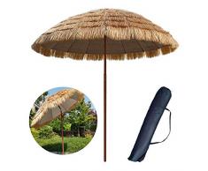 Aly Ø1.8m / 6Ft Ombrellone di Paglia Hawaiano Ombrellone da Esterno Hawaii Stile Artistico,per Balcone Terrazzo Giardino e Spiaggia