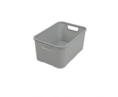BranQ - Home essential Cestino universale multifunzione in rattan, misura M, 10 l, senza BPA, PP, grigio chiaro, 28,8 x 19,7 x 16,2 cm, M