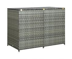 Homgoday Copribidone Rifiuti Doppio in Polyrattan Antracite 148x77x111cm, Armadietto Armadio Ripostio, Ripiani Per Armadio Armadietto Interno, Mobili da Giardino,Portascope per Bagno Interno Casa