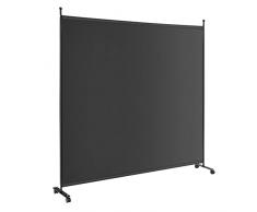 COSTWAY Separé Divisorio Singolo 184 x 184 CM, Paravento da Interno ed Esterno con Ruote Bloccabili, Pannello Divisorio per Ambienti Interni Portatile da Soggiorno Camera da Letto e Ufficio (Nero)