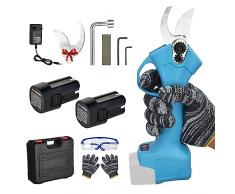 Forbici Potatura Elettriche, Forbice da Potatura a Batteria, Cesoie Potatura con 2 Batterie Al Litio Ricaricabili 21V per Giardinaggio Ulivi Albero da frutta vigneto, Diametro di taglio da 40 mm