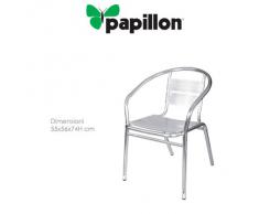PAPILLON - Sedia da terrazzo in alluminio con braccioli impilabili