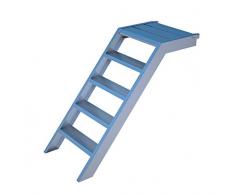 Scafom-rux Scale a piattaforma in alluminio - [5 Gradini] scala per esterno - 1 metri di altezza, 58 cm di larghezza - Scale in alluminio per laccesso alla piscina, al giardino e alledificio