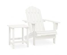 vidaXL Sedia Adirondack da Giardino con Tavolo Abete Massello Bianco