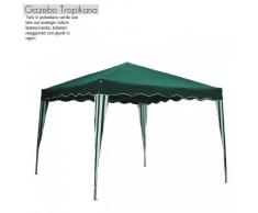 Gazebo per giardino colore bianco e verde copertura cm 300x300x260