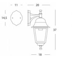 Lanterna Da Parete 'Mini Quadrata' Tipo Discendente. Struttura In Pressofusione Di Alluminio. Trattamento Anticorrosivo, Verniciatura A Polveri Epossidiche. Adatta Per Lampade Ad Incandescenza E A Risparmio Energetico. Attacco E27, Ip43.