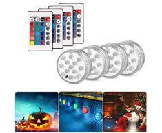 Danolt Nuovo aggiornamento 4 PCS LED sommergibili con telecomando Colore che cambia Accessori per luce subacquea per base vaso, vasca idromassaggio, acquario, stagno, piscina, giardino, casa