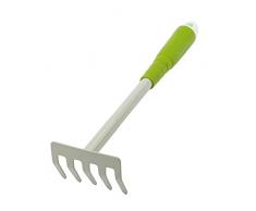 Mivos Rastrello a Mano in Acciaio per la Cura del Giardino Balcone Orto - Piccolo Rastrellino da Giardinaggio con 5 Denti e Manico Ergonomico - Larghezza di Lavoro 85 mm