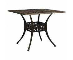 Keketa Tavolo da Giardino Tavolo Esterno Tavolo Terrazzo Esterno Tavolino da Esterni Tavolo da Balcone Tavolo da Campeggio Tavolo Quadrato Bronzo 90x90x73 cm in Alluminio Pressofuso