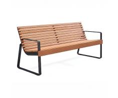 Grand patio Panca da giardino Sedie da esterno, panchine da parco con schienale e braccioli, panca classica in acciaio con struttura in legno massello, sedie for il tempo libero for giardini con patio