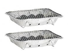 infactory Barbecue usa e getta - Griglia usa e getta: Pratiche griglie usa e getta in confezione da 2, con 500 g di carbone e accendino (Grillers)