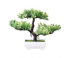 huahuajia Bonsai Artificiale Simulazione Albero di Pino Pianta in Vaso Falsa Pianta Bonsai Creativo Vaso Fiore Verde Vaso Piante Ornamentali White