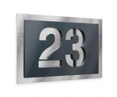Graviers Design Numero civico personalizzabile in vetro acrilico + acciaio inox V2A 160 x 110 mm Antracite, Resistente alle intemperie, Antiruggine, Targa per porta d’ingresso, Made in Germany