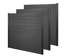 Mendler Frangivento 3X Pannelli Privacy Sarthe WPC Alluminio Premium 560cm Antracite