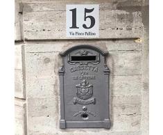 Numero Civico Bianco in metallo/pvc DiBOND resistente per esterno (Targa 12x8cm)