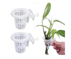 duozoanz Appendini Piante Acquario Porta Fioriera -Portavasi Supporto con Gancio per Acquaponiche Coltivazione da Paesaggio Acquatiche Decorazione Acquatiche, 2 Pezzi, Trasparente