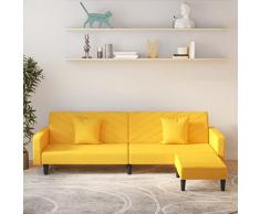 Homgoday Divano Letto a 2 Posti con 2 Cuscini e Pouf Giallo in Velluto, Divani per Esterno da Giardino, Divano Salotto Giardino, Arredamento Giardino, Divano Terrazzo Esterno