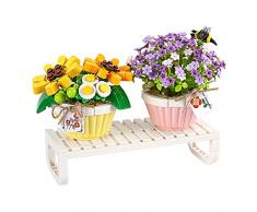 Tesyeux 543 pezzi Blocco Costruzione Piante Bonsai,Mazzo Fiori Mattoncini, Fiori Artificiali Bouquet per Adulti Giocattoli da Costruzione per Modello da Esposizione,Decorare la Stanza Regali,Girasole