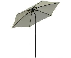 Outsunny Ombrellone da Giardino 2.6x2.5 m Anti UV Protezione 30+ con Testa Inclinabile, Palo in Alluminio e 6 Stecche, Bianco Crema